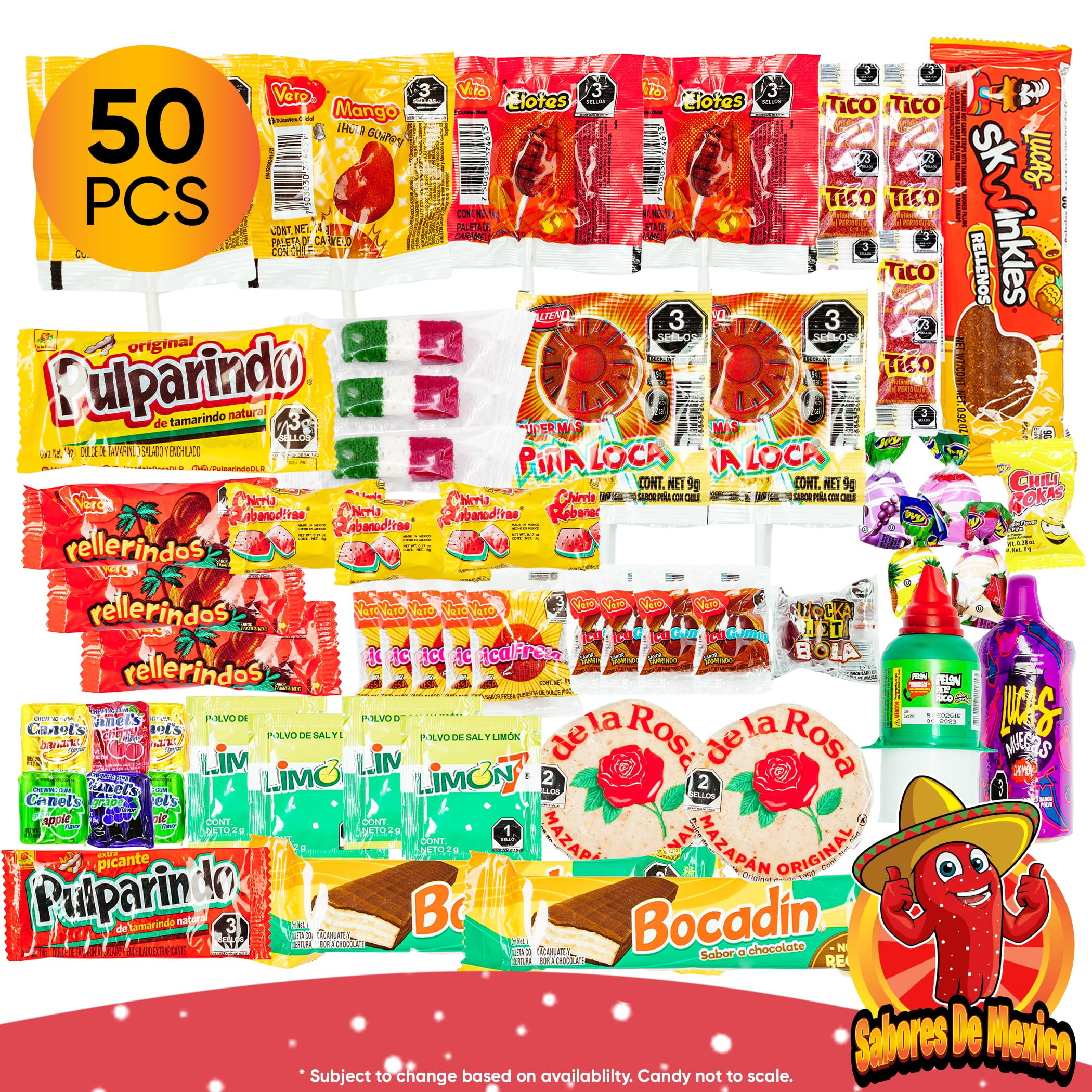 Mexican Candy Variety Pack (50 Count) Dulces Mexicanos, Mexican Candy