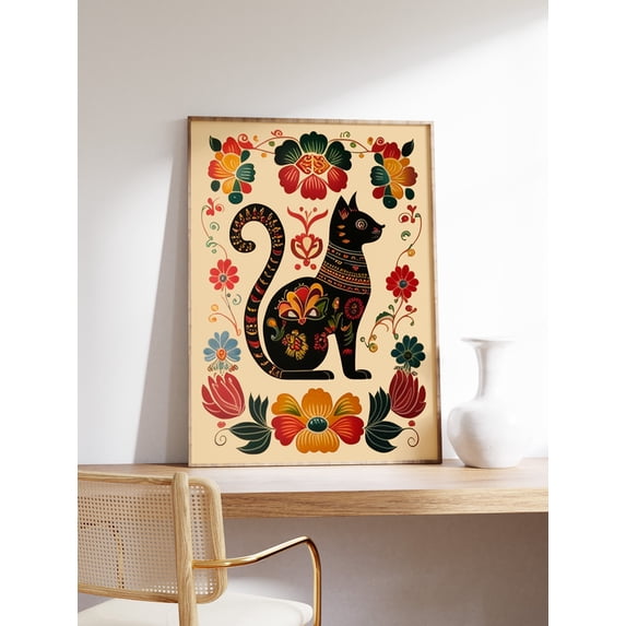 Mexican Cat Poster, Cat Print, Mexican Art Print, Vintage Mexican Wall Art, Cat Lovers Gift, Latin American Art, Vintage Decor, Gift Idea