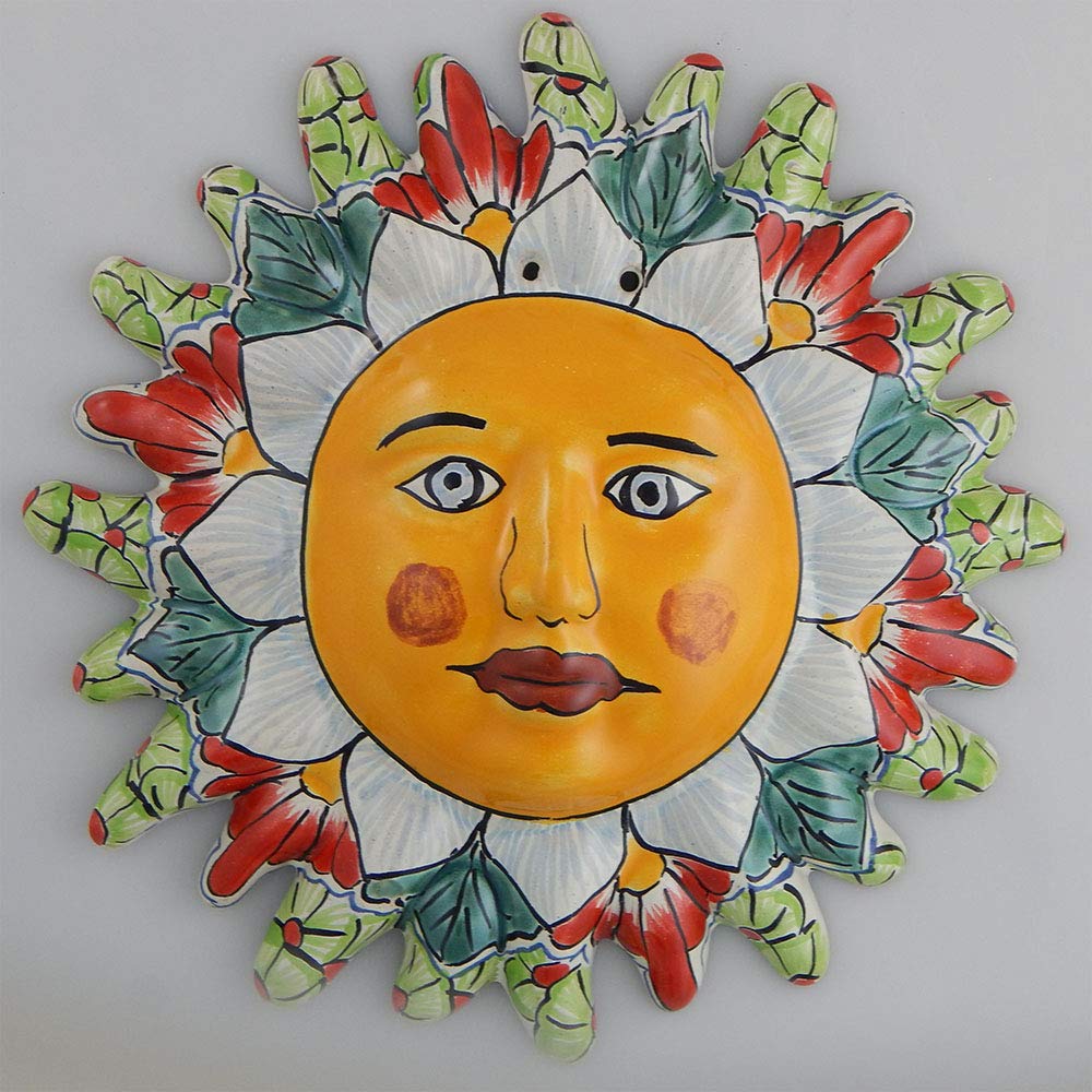 Mexican Ceramic Sun Face Wall Decor Hanging Pottery Folk Art 09
