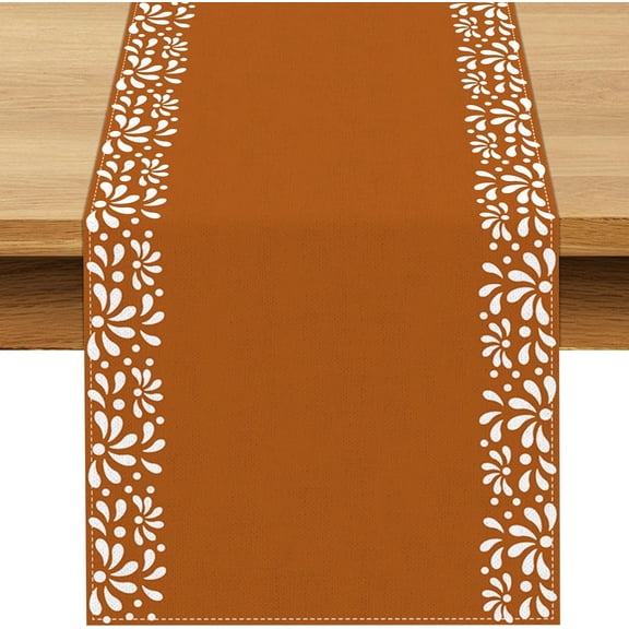 Mexican Christmas Cielito Lindo Table Runner Baby Shower Decoration Talavera Fiesta Mexicanos Dining Room Home Kitchen Table Decor (Terracotta, 13" x 72")