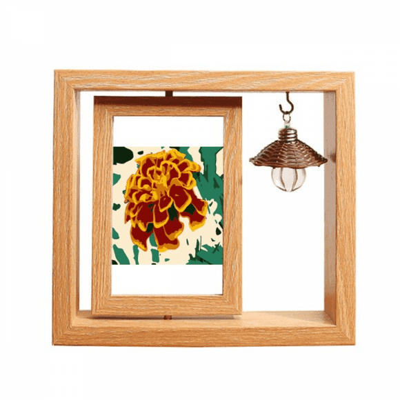 Mexican Chrysanthemum Peacock Wooden Rotating Picture Photo Frame 4x6