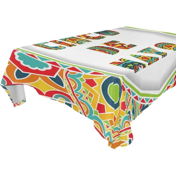 Mexican Cinco De Mayo Rectangle Tablecloth, Dust Proof Anti Wrinkle Wipeable Table Cloth Tabletop foration of Dinner Kitchen Wedding Holiday Party 60"x60" Decor Gift