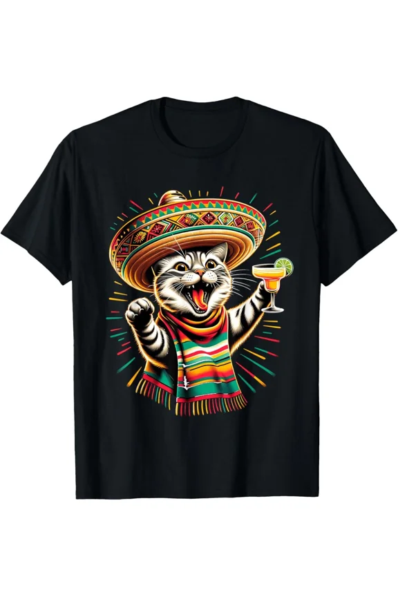 Mexican Cinco De Meow Sombrero Cat Cinco De Mayo Funny Cat T-Shirt Hoodie