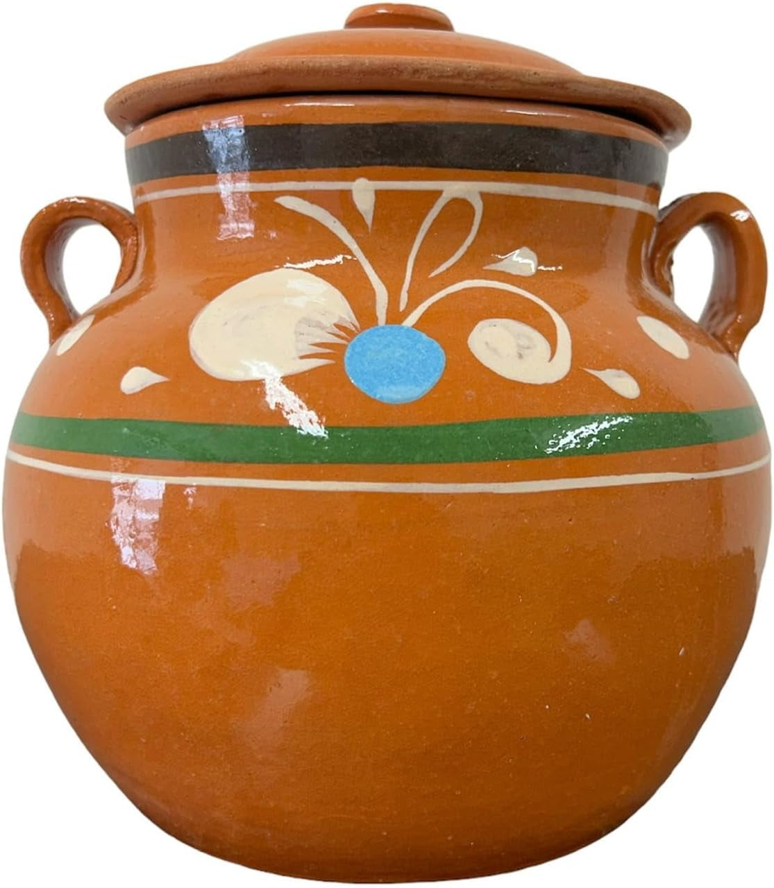 Mexican Clay Bean Pot, Olla De Barro Frijolera W/Lid, Cazuela ...