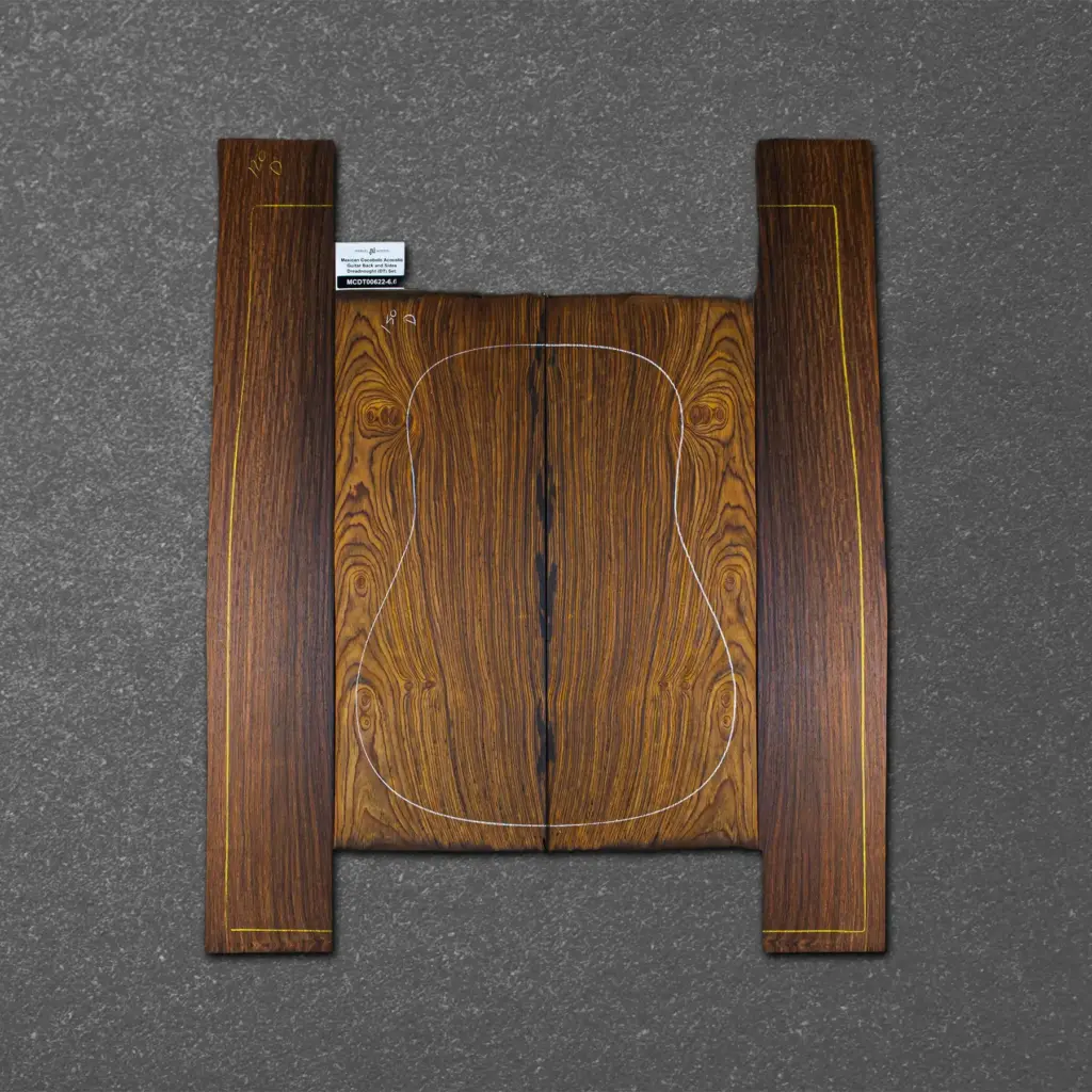 Mexican Cocobolo Acoustic Guitar Back and Sides Dreadnought (DT) Set. – MCDT000622-6.6