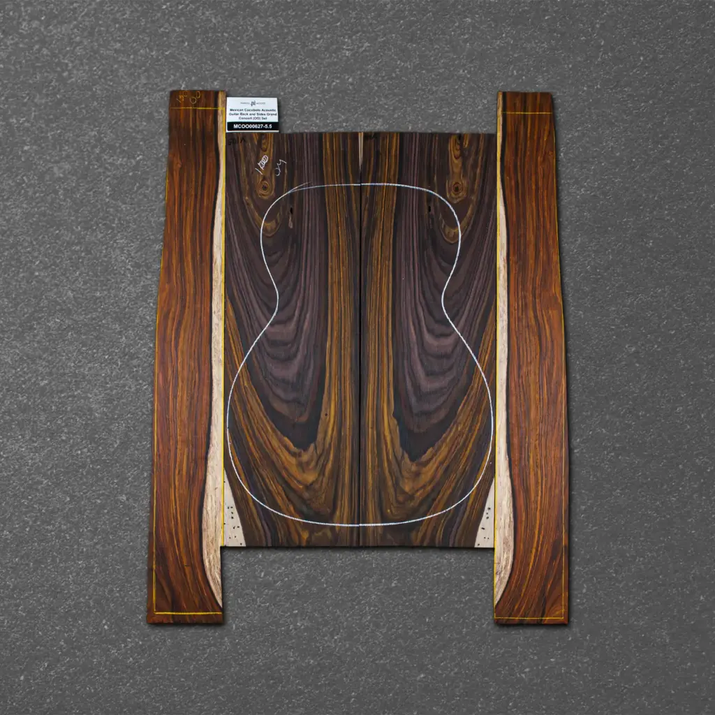 Mexican Cocobolo Acoustic Guitar Back and Sides Grand Concert (OO) Set – MCOO000627-5.5