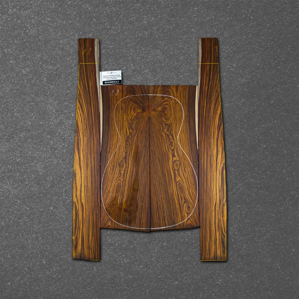 Mexican Cocobolo Acoustic Guitar Back and Sides Grand Concert (OO) Set – MCOO000635-2.2