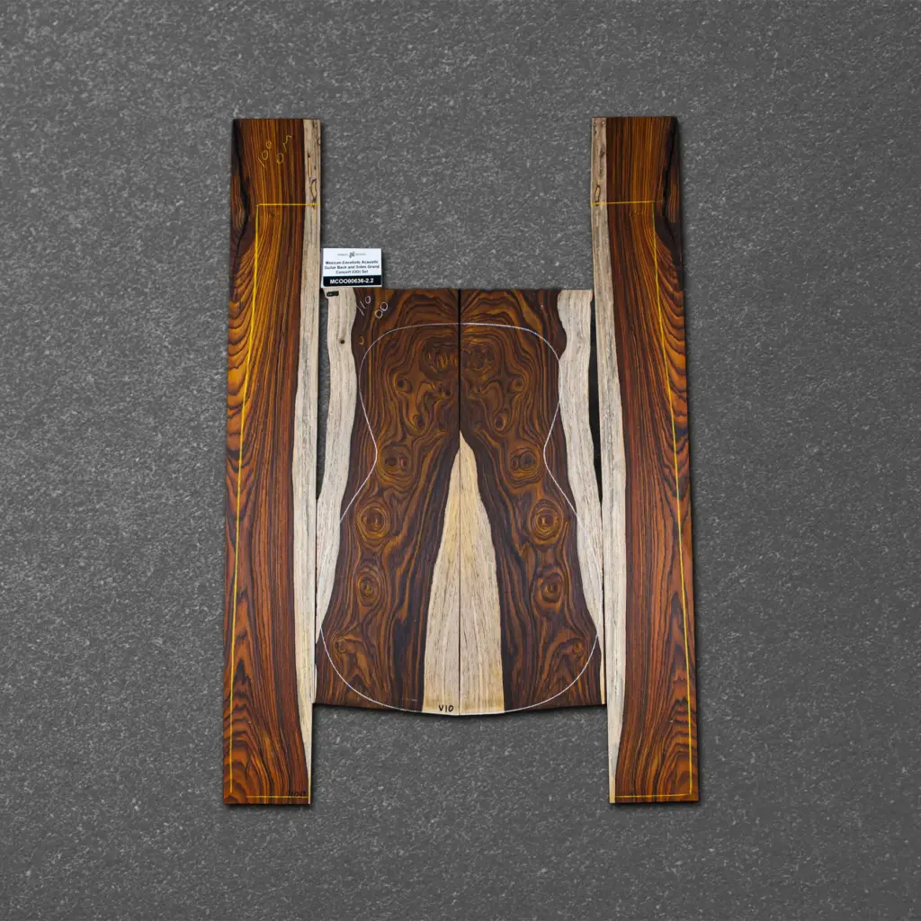 Mexican Cocobolo Acoustic Guitar Back and Sides Grand Concert (OO) Set – MCOO000636-2.2
