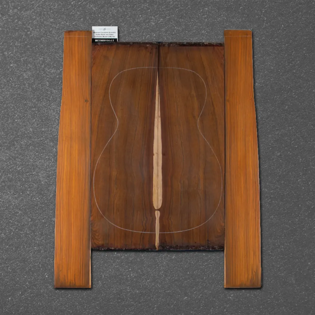 Mexican Cocobolo Acoustic Guitar Back and Sides Orchestra Model (OM) Set – MCOM000104-4.5