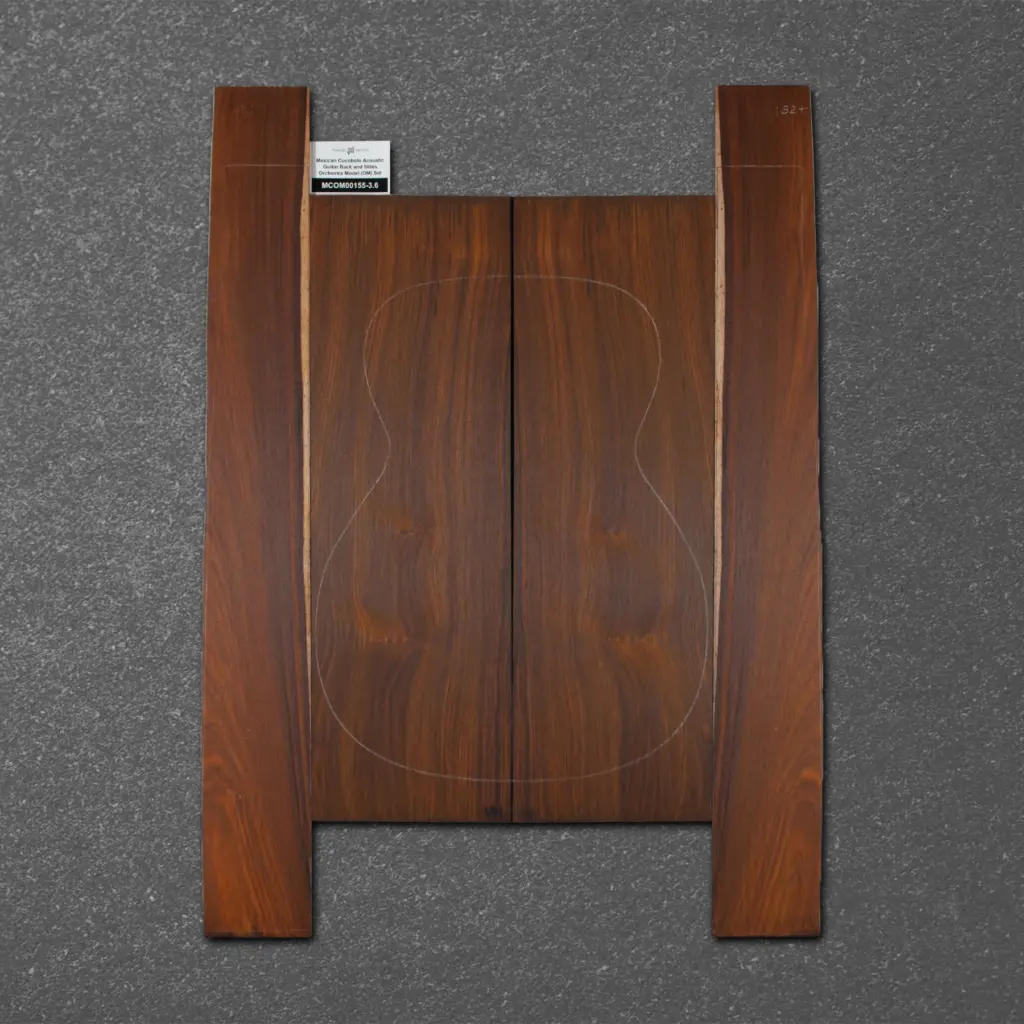 Mexican Cocobolo Acoustic Guitar Back and Sides Orchestra Model (OM) Set – MCOM000155-3.6