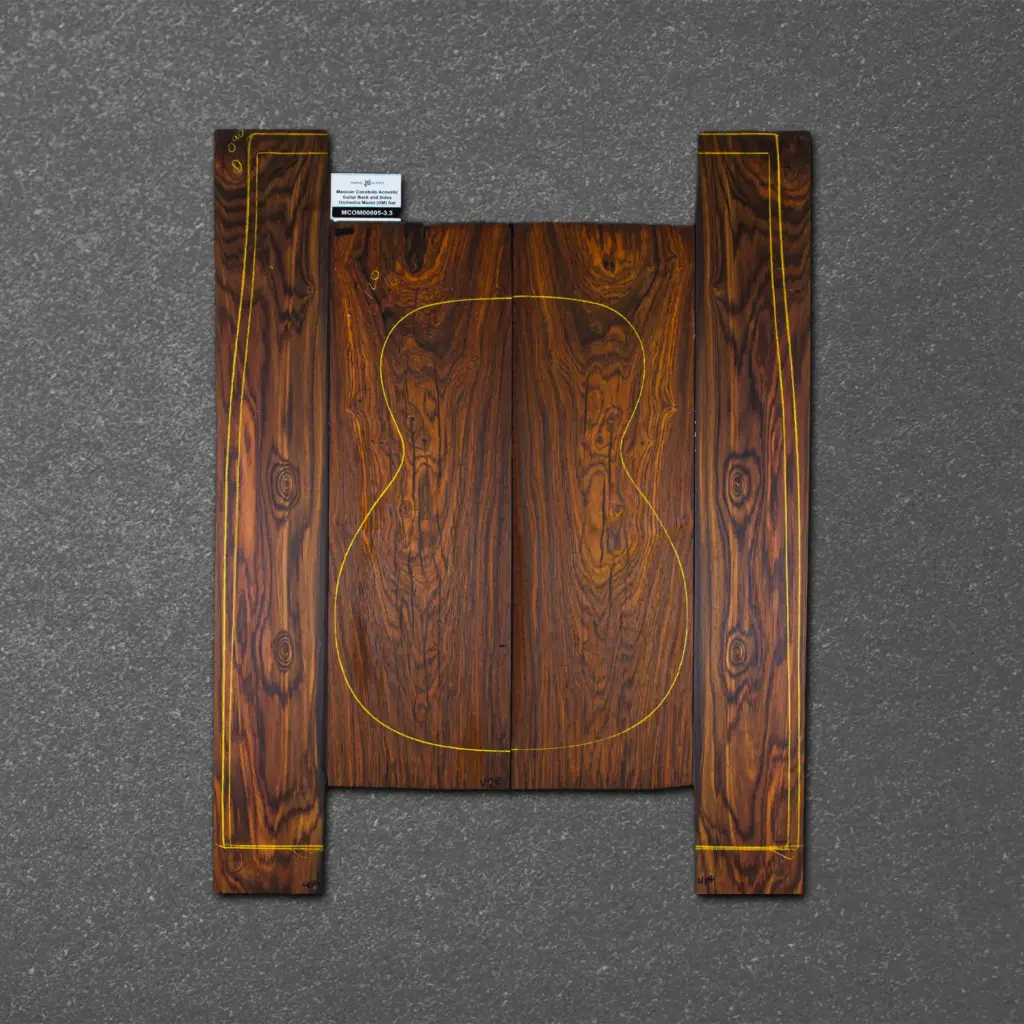 Mexican Cocobolo Acoustic Guitar Back and Sides Orchestra Model (OM) Set – MCOM000605-3.3