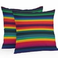 thumbnail image 1 of Mexican Colorful Outdoor Pillow Covers Set of 2 Striped Modern Horizontal Stripes Waterproof Throw Pillow Case Decorative Square Cushion Cover for Patio Couch Garden Balcony, 26"x26", 1 of 9