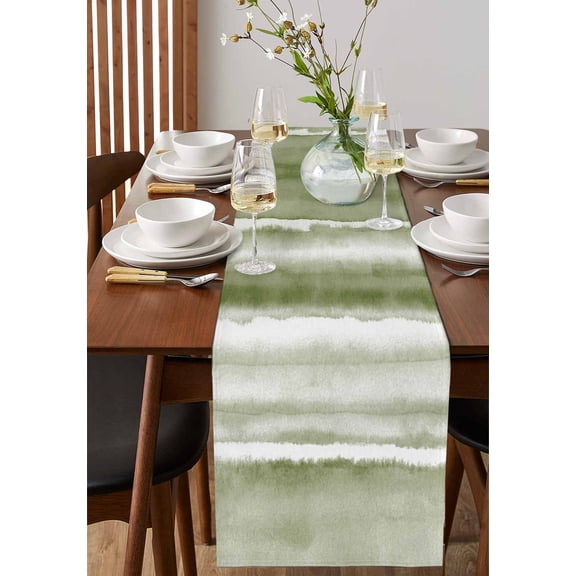 Mexican Colorful Stripes Table Runner 13x90in Non-Slip Cotton Linen Table Runners, Rainbow Lines Ethnic Style Dresser Scarves TableRunner for Dinner Kitchen Dining Wedding Party
