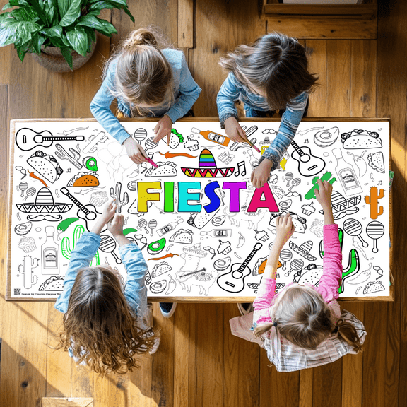 Mexican Coloring Poster - Fiesta Coloring Poster, Fiesta Birthday Party, Mexican-themed Birthday, Cinco De Mayo Party Banner, Kids Coloring Activity, HUGE 3' x 6'