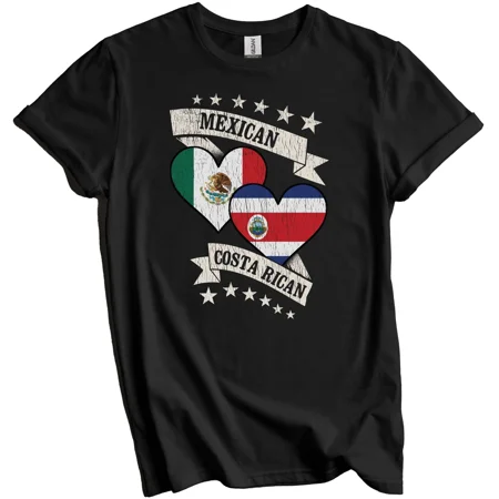 Mexican Costa Rican Heart Flags Mexico Costa Rica T-Shirt