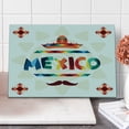 thumbnail image 1 of Mexican Cutting Board, Mexico Traditional Aztec Motifs and Sombrero Straw Hat and Moustache Graphic Print, Decorative Tempered Glass Cutting and Serving Board, Large Size, Multicolor, by Ambesonne, 1 of 5