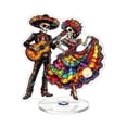thumbnail image 1 of Mexican Day of the Dead Decor Rotating Acrylic Ornament, 360 Spinning Sugar Skull Couple Figurine for Altar Home Office Desk Centerpiece Hispanic Heritage Gift, 1 of 5