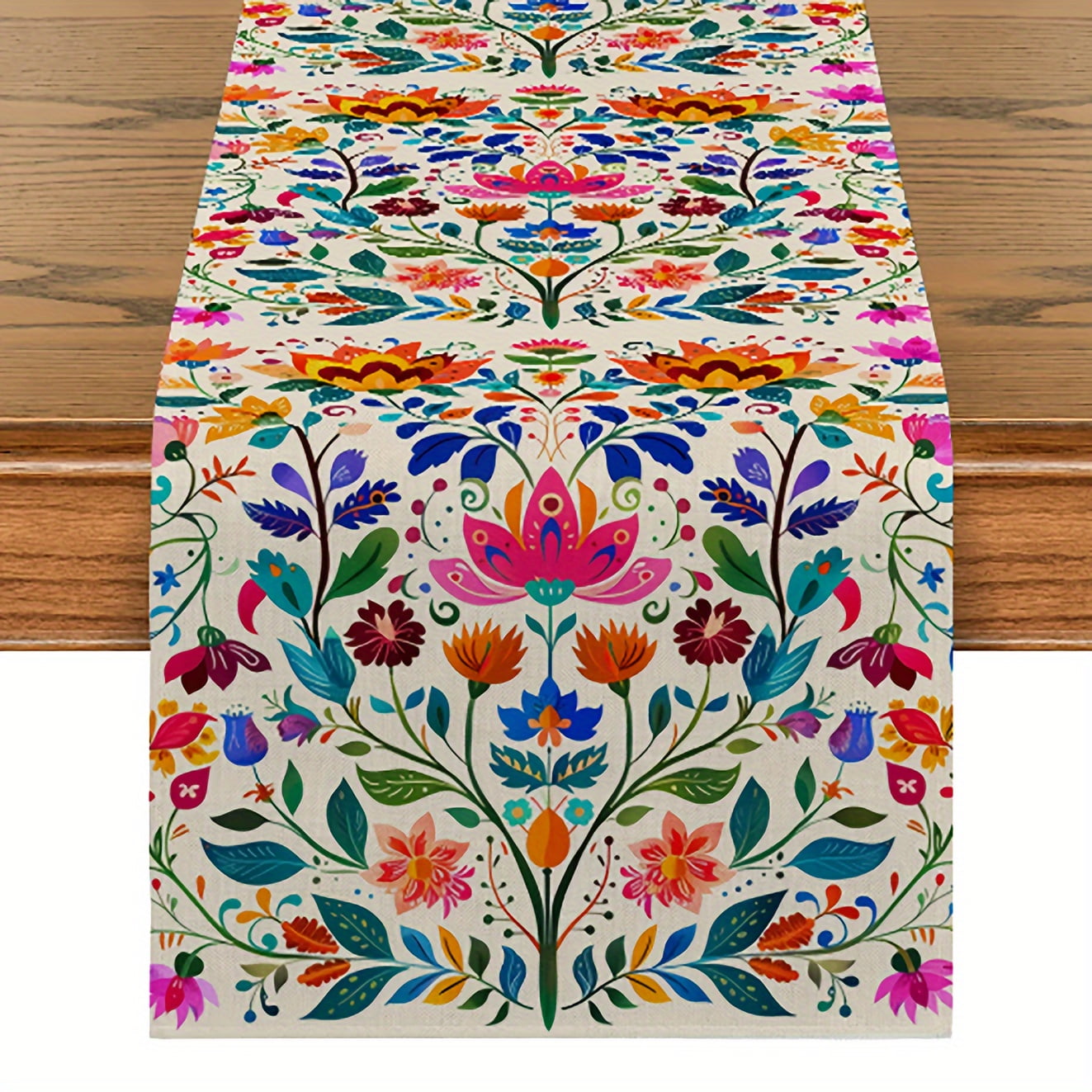 Mexican Day of The Dead Floral Linen Table Runners Holiday Party r ...