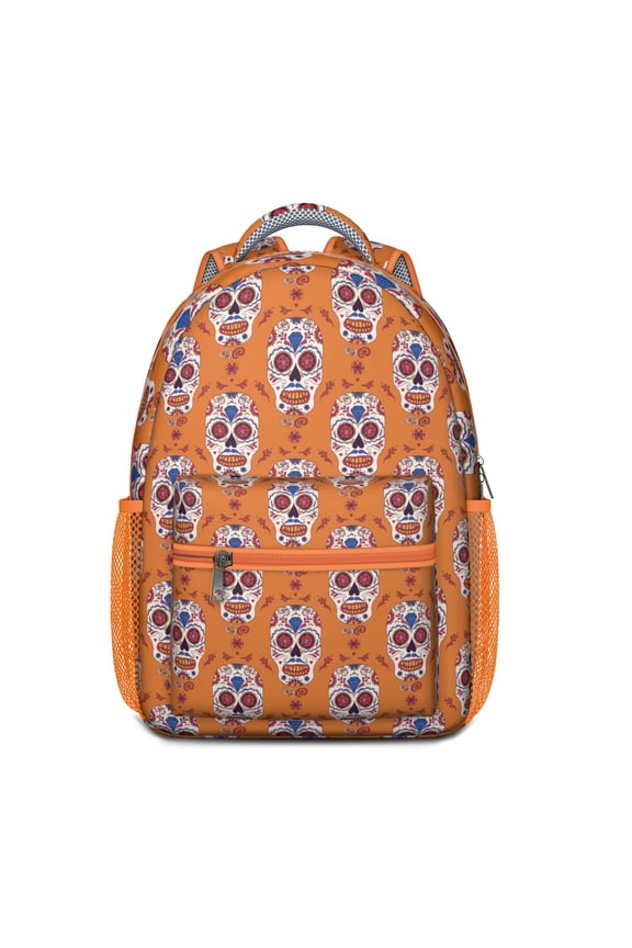 Mexican Day of the Dead Backpack - Waterproof Bookbag with Skeleton & Rose Print for Artistic Students