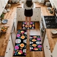 thumbnail image 1 of Mexican Day of the Dead Floral Skull Flannel Mat Set, Non-Slip Washable Kitchen Rug, Absorbent Floor Mat for Bathroom Living Room Doormat Decor, 1 of 15