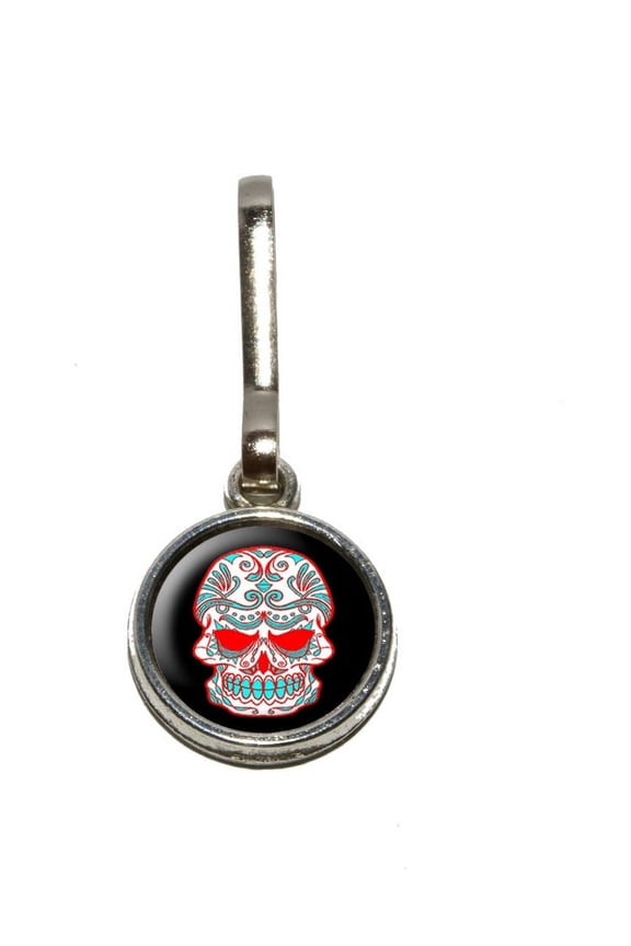 Mexican Day of the Dead Skull Charm Zipper Pull