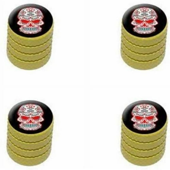 Mexican Day of the Dead Skull Tire Rim Wheel Aluminum Valve Stem Caps, Multiple Colors