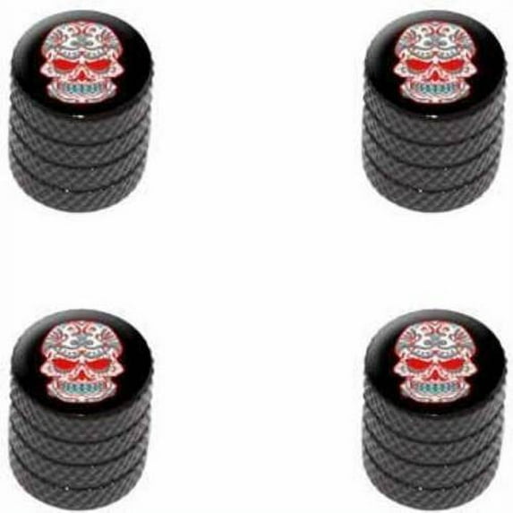Mexican Day of the Dead Skull Tire Rim Wheel Aluminum Valve Stem Caps, Multiple Colors