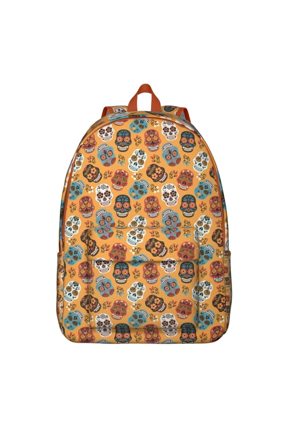 Mexican Dead Day Skull Backpack, Waterproof School Bag with Gothic Roses, Butterflies, and Mandala Pattern