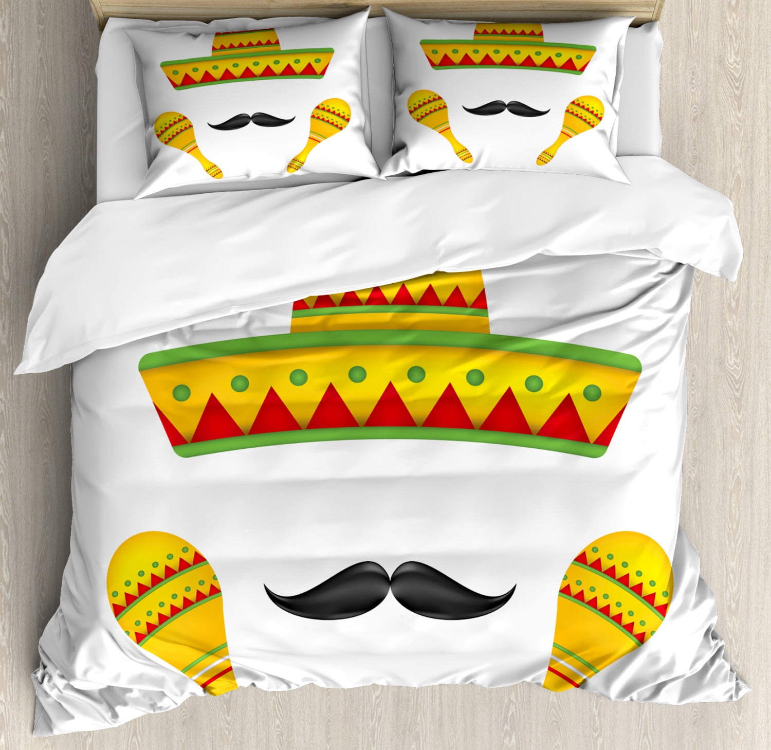 Mexican Decorations King Size Duvet Cover Set, Famous Centerpiece Icons ...