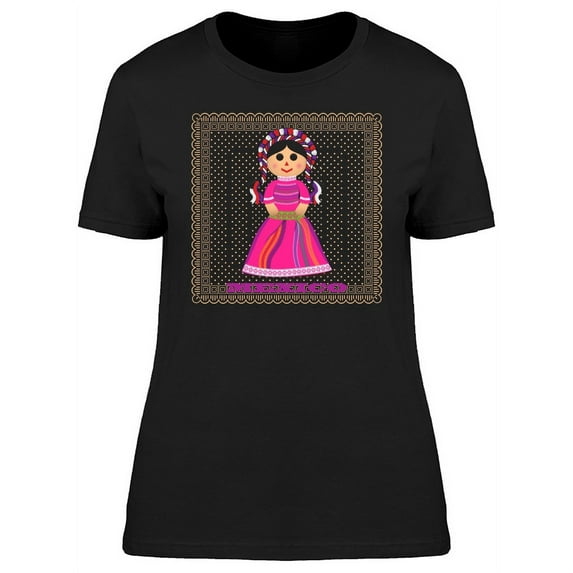 Mexican Doll Traditional Art T-Shirt Women -Image by Shutterstock, Female XX-Large