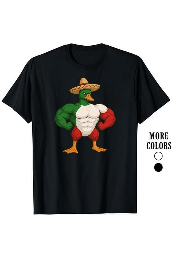 Mexican Duck Graphic Tee - Patriotic 'Viva La Vida' Design - Soft Cotton Men's Streetwear Shirt for Summer
