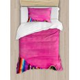 thumbnail image 1 of Mexican Duvet Cover Set Twin Size, View of Folkloric Serape Blanket Charro and Music Instruments Cultural Elements, Decorative 2 Piece Bedding Set with 1 Pillow Sham, Fuchsia Purple, by Ambesonne, 1 of 3