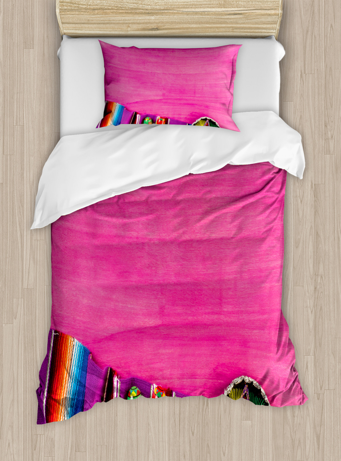 Mexican Duvet Cover Set Twin Size View of Folkloric Serape Blanket Charro and Music Instruments Cultural Elements Decorative 2 Piece Bedding Set with 1 Pillow Sham Fuchsia Purple by Ambesonne Walmart....