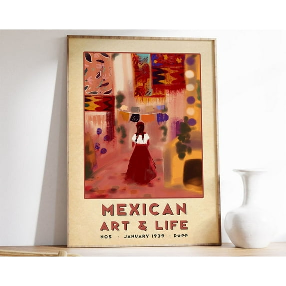 Mexican Exhibition Art Poster, Mexican Print, Floral Vintage Wall Art Decor, Latin American Artesanía, Mexico Travel, Gift Idea Wall Art, Modern Wall Decor, 8x12 UNFRAMED
