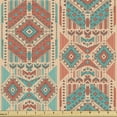 thumbnail image 1 of Ambesonne Mexican Fabric by the Yard Upholstery, Vintage Geometric Motif, 1 Yard, Sea Green Dark Coral, 1 of 4