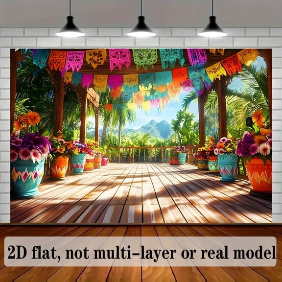 Mexican Fiesta Backdrop Mexican Paper Floral Yard Background Mexican Mountain Fiesta Birthday Party Decorations Banner Supplies Photo Booth Props