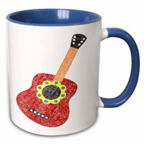 3drose, Mexican Fiesta Guitar Illustration Graphic Image, 11oz Two-tone Blue Mug