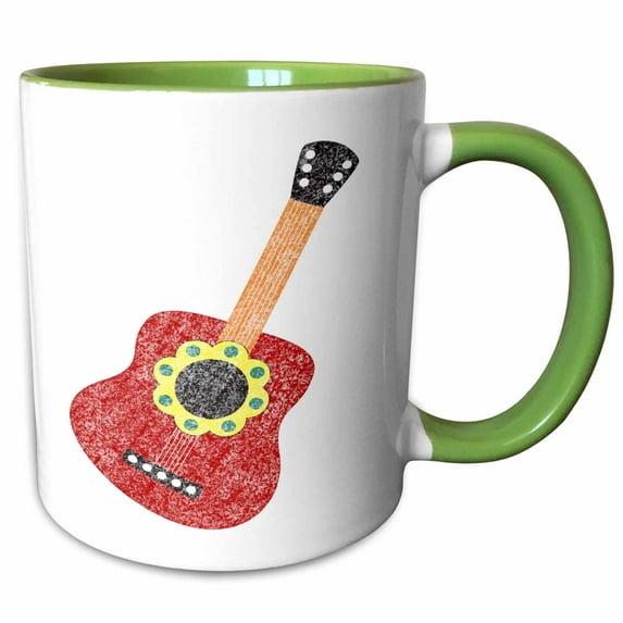 3drose, Mexican Fiesta Guitar Illustration Graphic Image, 11oz Two-tone Green Mug