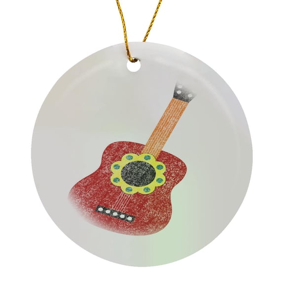 3drose, Mexican Fiesta Guitar Illustration Graphic Image, Circle Porcelain Ornament