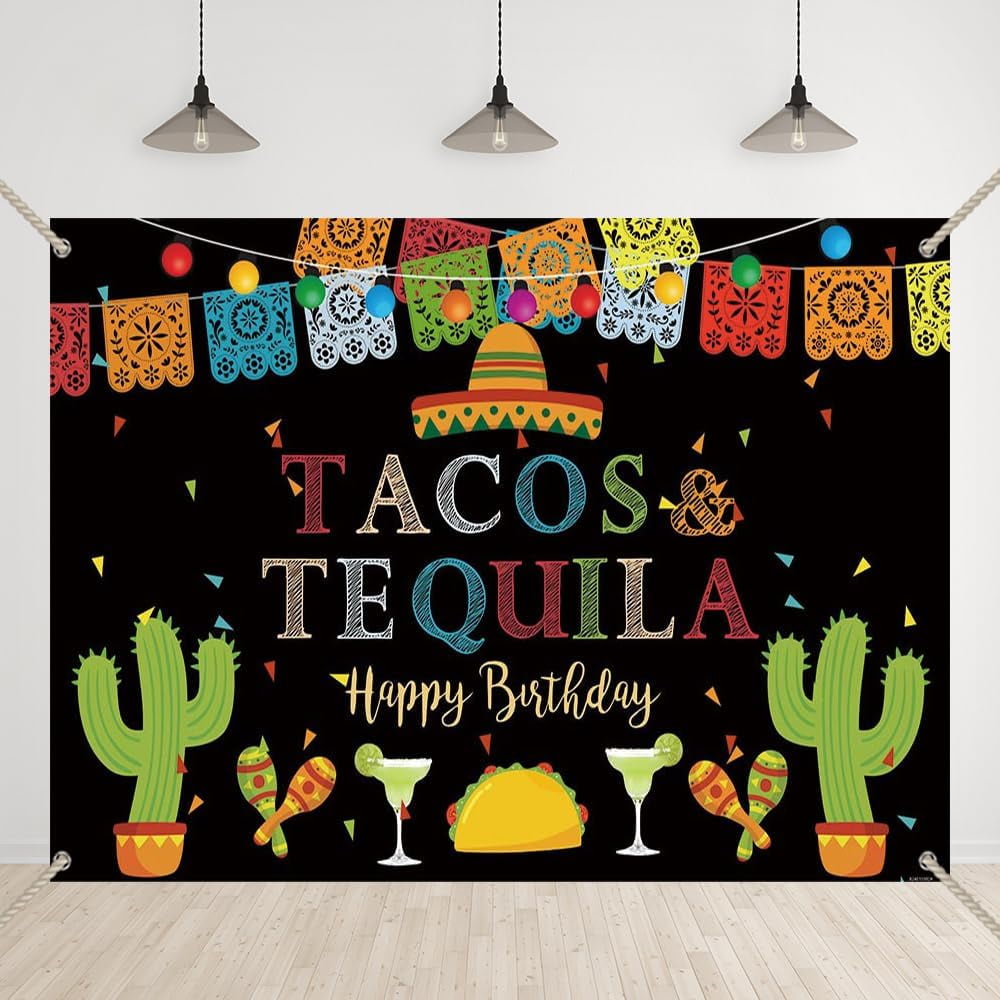 Aperturee Color Mexican Carnival Happy Birthday Arch Backdrop