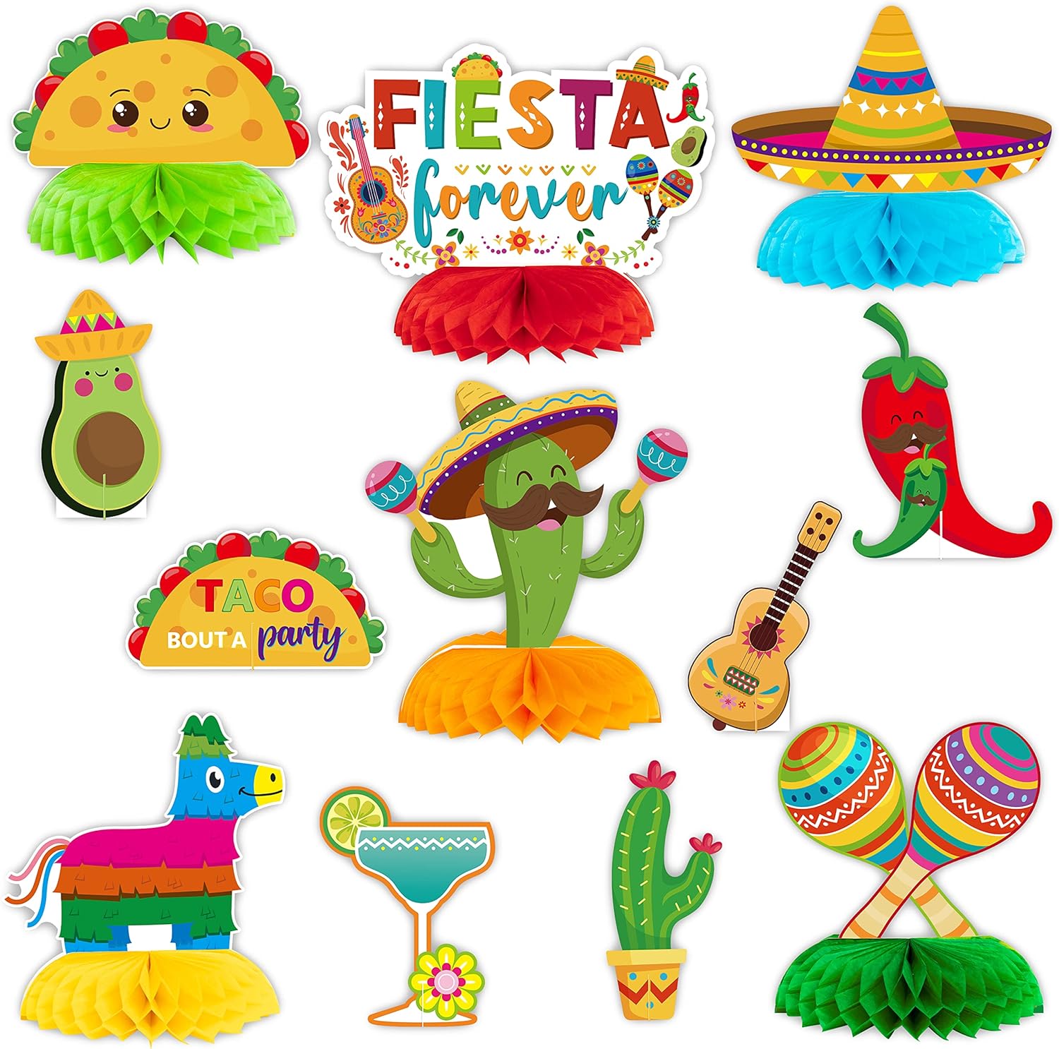 Mexican Fiesta Centerpieces 12Pcs Table Toppers for Cinco