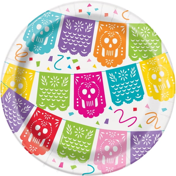 Mexican Fiesta Paper Dessert Plates, 7in, 8ct