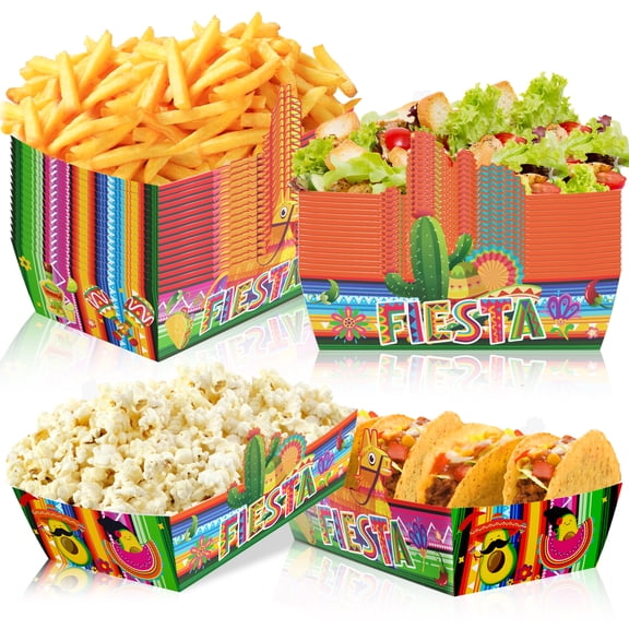36pcs Mexican Popcorn Tray, Fiesta Mexican Food Trays for Mexican Fiesta Party Decorations, Cinco De Mayo Popcorn Tray for Mexican Theme Birthday Party Supplies