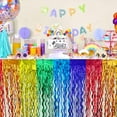 thumbnail image 1 of Mexican Fiesta Party Table Skirt Wavy Metallic Tinsel Foil Fringe Plastic Table Skirt for Rectangle And Round Table Taco Birthday Party Decor, 1 of 8