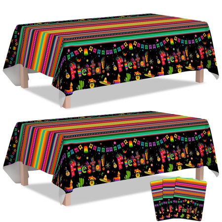 Mexican Fiesta Party Tablecloth, 3pcs Mexican Fiesta Tablecloths Set - Mexican Tablecloth for Fiesta, Cinco de Mayo Table Covers & Cinco de Mayo Fiesta Tablecloth, for Mexican Fiesta Party Decoration