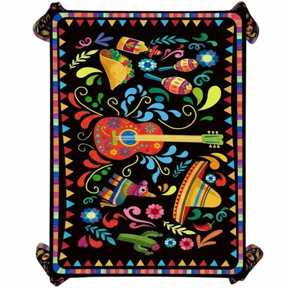 Mexican Fiesta Tablecloth Rectangle Table Covers Guitar Tablecloth Decorative Table Cloth Kitchen Table Cover For Dining BBQ Picnic Coffee Table