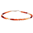 thumbnail image 1 of Mexican Fire Opal 2-2.5mm Tyre Shape Faceted Cut Beads 7 inch Silver Plated Clasp Bracelet for men, women, unisex. Link Chain Stacking Bracelet.|LINK_04631, 1 of 4