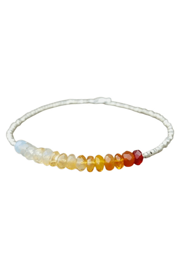 Mexican Fire Opal 3.5-4mm Rondelle Shape Faceted Cut Beads 7 inch Silver Plated Clasp Bracelet for men, women, unisex. Link Chain Stacking Bracelet.|LINK_04615