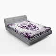 thumbnail image 1 of Ambesonne Skull Fitted Sheet, Spooky Gothic Halloween, Full Size, Purple, 1 of 2