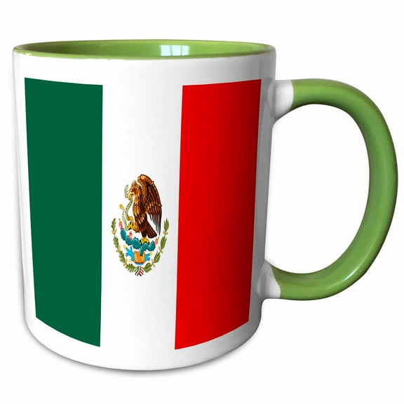 3drose, Mexican Flag, 11oz Two-tone Green Mug